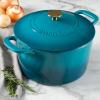 imageMARTHA STEWART Gatwick 7 QT Enamel Cast Iron Dutch Oven Pot with Lid Martha BlueEmerald Ombre