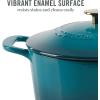 imageMARTHA STEWART Gatwick 7 QT Enamel Cast Iron Dutch Oven Pot with Lid Martha BlueEmerald Ombre
