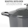 imageMARTHA STEWART Gatwick 7 QT Enamel Cast Iron Dutch Oven Pot with Lid Martha BlueGrey