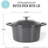 imageMARTHA STEWART Gatwick 7 QT Enamel Cast Iron Dutch Oven Pot with Lid Martha BlueGrey