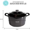 imageMARTHA STEWART Gatwick 7 QT Enamel Cast Iron Dutch Oven Pot with Lid Martha BlueGun Metal Gray