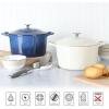 imageMARTHA STEWART Gatwick 7 QT Enamel Cast Iron Dutch Oven Pot with Lid Martha BlueLinen w Silver Knob