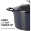 imageMARTHA STEWART Gatwick 7 QT Enamel Cast Iron Dutch Oven Pot with Lid Martha BlueNavy Blue