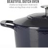 imageMARTHA STEWART Gatwick 7 QT Enamel Cast Iron Dutch Oven Pot with Lid Martha BlueNavy Blue
