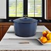 imageMARTHA STEWART Gatwick 7 QT Enamel Cast Iron Dutch Oven Pot with Lid Martha BlueNavy w Gold Knob