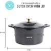 imageMARTHA STEWART Gatwick 7 QT Enamel Cast Iron Dutch Oven Pot with Lid Martha BlueNavy w Gold Knob