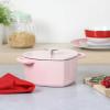 imageMARTHA STEWART Gatwick 7 QT Enamel Cast Iron Dutch Oven Pot with Lid Martha BluePink Heart Shaped