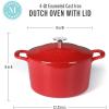 imageMARTHA STEWART Gatwick 7 QT Enamel Cast Iron Dutch Oven Pot with Lid Martha BlueRed