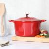 imageMARTHA STEWART Gatwick 7 QT Enamel Cast Iron Dutch Oven Pot with Lid Martha BlueRed