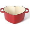 imageMARTHA STEWART Gatwick 7 QT Enamel Cast Iron Dutch Oven Pot with Lid Martha BlueRed Heart Shaped