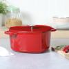imageMARTHA STEWART Gatwick 7 QT Enamel Cast Iron Dutch Oven Pot with Lid Martha BlueRed Heart Shaped