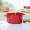 imageMARTHA STEWART Gatwick 7 QT Enamel Cast Iron Dutch Oven Pot with Lid Martha BlueRed Heart Shaped