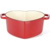 imageMARTHA STEWART Gatwick 7 QT Enamel Cast Iron Dutch Oven Pot with Lid Martha BlueRed Heart Shaped
