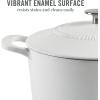 imageMARTHA STEWART Gatwick 7 QT Enamel Cast Iron Dutch Oven Pot with Lid Martha BlueWhite Matte
