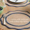 imageMARTHA STEWART Hessian Textured Wedge Border Placemats 6Pack Set 100 Natural Jute ampamp Burlap Woven Scallop Border Placemat NaturalMustard Yellow 15x15 RoundNaturalNavy Blue