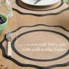 imageMARTHA STEWART Hessian Textured Wedge Border Placemats 6Pack Set 100 Natural Jute ampamp Burlap Woven Scallop Border Placemat NaturalMustard Yellow 15x15 RoundNaturalBlack