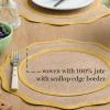 imageMARTHA STEWART Hessian Textured Wedge Border Placemats 6Pack Set 100 Natural Jute ampamp Burlap Woven Scallop Border Placemat NaturalMustard Yellow 15x15 RoundNaturalMustard Yellow