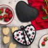 imageMARTHA STEWART Love Check Gingham Heart Shaped Pot Holder 2Pack Set 100 Cotton Heat Resistant with Flexible Silicone Grip Valentines Day Dcor BlackWhiteRed 7x85