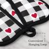 imageMARTHA STEWART Love Check Gingham Heart Shaped Pot Holder 2Pack Set 100 Cotton Heat Resistant with Flexible Silicone Grip Valentines Day Dcor BlackWhiteRed 7x85