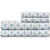 imageMartha Stewart  Full Size Sheets Set Crisp ampamp Tailored Cooling Sheets wa Naturally Smooth Cotton Percale Lightweight Feel  Bed Sheets with Matching Pillowcases ampamp Fitted Sheet Floral BlueOtto Geometric Light Blue