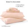 imageMartha Stewart  Full Size Sheets Set Crisp ampamp Tailored Cooling Sheets wa Naturally Smooth Cotton Percale Lightweight Feel  Matching Pillowcases ampamp Fitted Sheet Skylands Solid BeigeBlush Pink