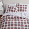 imageMartha Stewart  Queen Bedding Comforter Sets Wonderfully Plush ampamp Naturally Soft Cotton Flannel Bedding wMatching Pillowcases 3 Piece Bed Sets Yuletide Spruce PlaidHoliday Ribbons RedYuletide Spruce PlaidHoliday Ribbons Red