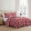 imageMartha Stewart  Queen Quilt Set Classic Quilted Bedding Lightweight Incredibly Soft ampamp Wrinkle Resistant Quilt with Matching Pillowcases 3 Piece Bed Set Dancing Deer RedDancing Deer Red