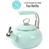 imageMartha Stewart 15Quart Enamel on Steel Carbon Steel Tea Kettle wStainless Steel Handle  Martha Blue