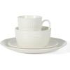 imageMartha Stewart 16 Piece Basket Weave New Bone China Embossed Porcelain Chip and Scratch Resistant Dinnerware SetWhite Basket Weave