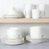 imageMartha Stewart 16 Piece Basket Weave New Bone China Embossed Porcelain Chip and Scratch Resistant Dinnerware SetWhite Embossed