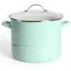 imageMartha Stewart 16Quart Enamel On Steel Scratch Resistant Lobster Stock Pot  LinenMartha Blue