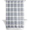 imageMartha Stewart Adrien Farmhouse Shower Curtain Neutral Color Striped Design with Pleated Accent Soft Woven Fabric Shower Curtain Boho Modern Bathroom Dcor Machine Washable 72quot x 72quot DenimDenim