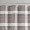 imageMartha Stewart Adrien Farmhouse Shower Curtain Neutral Color Striped Design with Pleated Accent Soft Woven Fabric Shower Curtain Boho Modern Bathroom Dcor Machine Washable 72quot x 72quot DenimLinen
