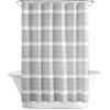 imageMartha Stewart Adrien Farmhouse Shower Curtain Neutral Color Striped Design with Pleated Accent Soft Woven Fabric Shower Curtain Boho Modern Bathroom Dcor Machine Washable 72quot x 72quot DenimCharcoal