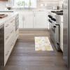 imageMartha Stewart Amber Floral Daisy Stripe Reverisble Water Resistant Kitchen Mat YellowCoral 20quotx30quotYellowCoralGrey