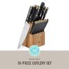 imageMartha Stewart Carverton 6quot Cleaver Knife High Carbon Stainless Steel Kitchen Knives wBlack Triple Riveted HandleBlack W Gold Knife Block