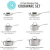 imageMartha Stewart Castelle 10 Piece 188 Durable Stainless Steel Induction Safe Pots and Pans NonToxic Kitchen Cookware Set  Gold Handles  Dishwasher SafeStainless Steel