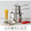imageMartha Stewart Castelle 10 Piece 188 Durable Stainless Steel Induction Safe Pots and Pans NonToxic Kitchen Cookware Set  Gold Handles  Dishwasher SafeStainless Steel