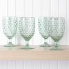 imageMartha Stewart Chauncey 4Pack 142 oz Hobnail Handmade Glass Goblet  PinkGreen Hobnail