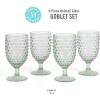 imageMartha Stewart Chauncey 4Pack 142 oz Hobnail Handmade Glass Goblet  PinkGreen Hobnail