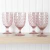 imageMartha Stewart Chauncey 4Pack 142 oz Hobnail Handmade Glass Goblet  PinkPink Hobnail