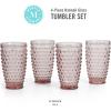 imageMartha Stewart Chauncey 4Pack 142 oz Hobnail Handmade Glass Goblet  PinkPink Hobnail