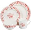 imageMartha Stewart Christmas Plates 12 Piece Decorated Red and White Stoneware Dinnerware SetChristmas Vines