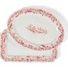 imageMartha Stewart Christmas Plates 12 Piece Decorated Red and White Stoneware Dinnerware SetChristmas Vines Serveware