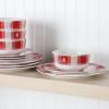 imageMartha Stewart Christmas Plates 12 Piece Decorated Red and White Stoneware Dinnerware SetRedWhite Plaid