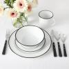 imageMartha Stewart Cliffield 16Piece Porcelain Chip and Scratch Resistant Dinnerware Set  White wBlack RimWhite w Black Rim