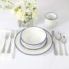 imageMartha Stewart Cliffield 16Piece Porcelain Chip and Scratch Resistant Dinnerware Set  White wBlack RimWhite w Blue Rim