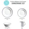 imageMartha Stewart Cliffield 16Piece Porcelain Chip and Scratch Resistant Dinnerware Set  White wBlack RimWhite w Blue Rim