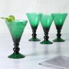 imageMartha Stewart Crispa 4 Piece 10 Ounce Goblet Martini Handmade Glassware  Jade GreenJade Green Glass