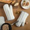 imageMartha Stewart Daisy Stripe Oven Mitt Set 2Pack BeigeBrown 7quotx13quotGreyYellow